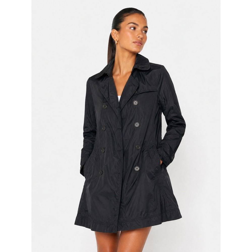 Martin + Osa Black Nylon Double Breasted Trench Coat S New NWOT